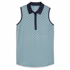 Women's Cloudspun Scallop Sleeveless Polo Slim Fit Design Performance Optimized Weave