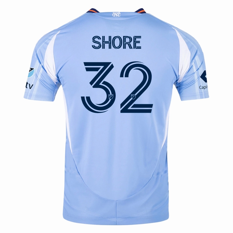 Vented Back Reflective Trim Detail adidas Jonathan Shore New York City FC Authentic Home Jersey 25/26 w/ MLS Patches (Bahia Light Blue)