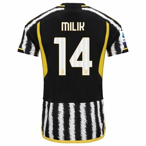 adidas Milik Juventus Home Authentic Jersey 23/24 w/ Serie A Patch (Black/White) Contoured Silicone Grippers Temperature Control Weave