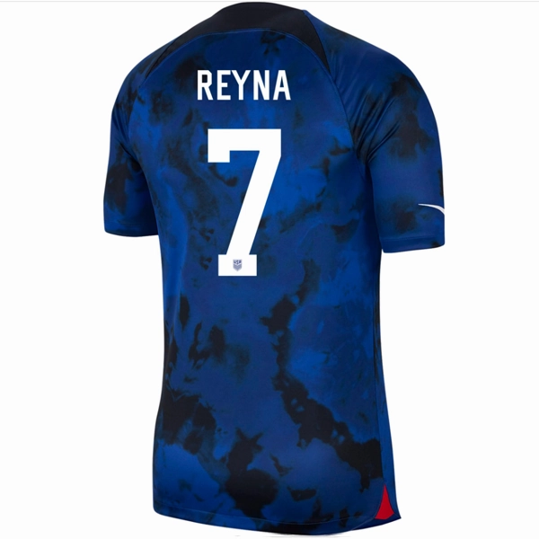Movement Ready Reflective Safety Detailing Nike United States Gio Reyna Authentic Match Away Jersey 22/23 (Bright Blue/White)
