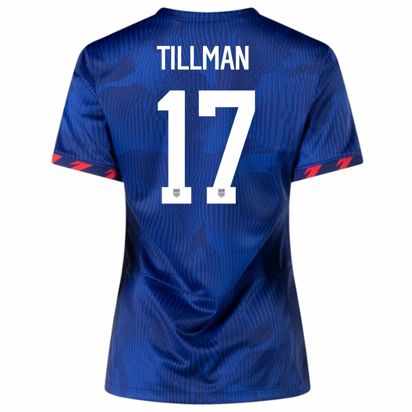 Nike Womens United States Malik Tillman Away Jersey 23/24 (Hyper Royal/Loyal Blue) Thermal Regulation System