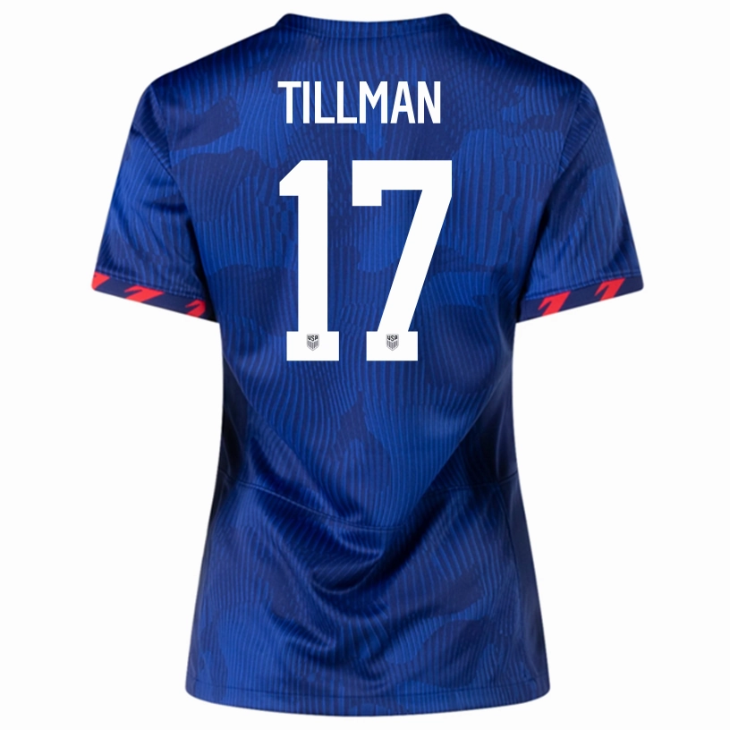 Ultra Soft Weave Ergonomic Articulated Sleeve Nike Womens United States Malik Tillman Away Jersey 23/24 (Hyper Royal/Loyal Blue)