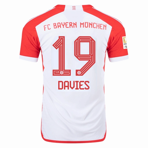 Zero Waste Manufacturing Process adidas Bayern Munich Authentic Alphonso Davies Home Jersey w/ Bundesliga Champions Patch 23/24 (White/Red)