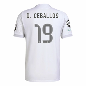 adidas Daniel Ceballos Fern??ndez Real Madrid 25/26 Home Jersey w/ Champions League Patches (White) Soft Binding Edges Antibacterial Fiber Blend