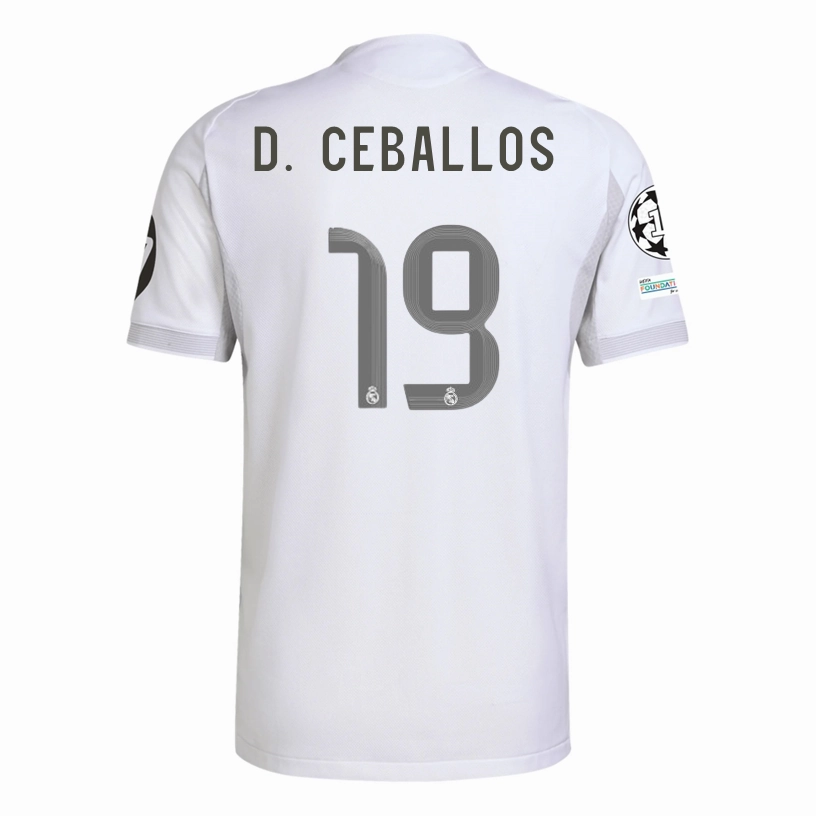 adidas Daniel Ceballos Fern??ndez Real Madrid 25/26 Home Jersey w/ Champions League Patches (White) Soft Binding Edges Antibacterial Fiber Blend