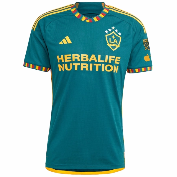 adidas La Galaxy Authentic Douglas Costa Away Jersey w/ MLS   Apple TV Patch 23/24 (Green/Yellow) Breathable Layer