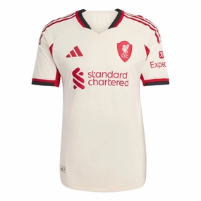 adidas Men's Liverpool Authentic Away Jersey 25/26 (Wonder White) Strategic Ventilation Zones Ultimate Comfort Lining