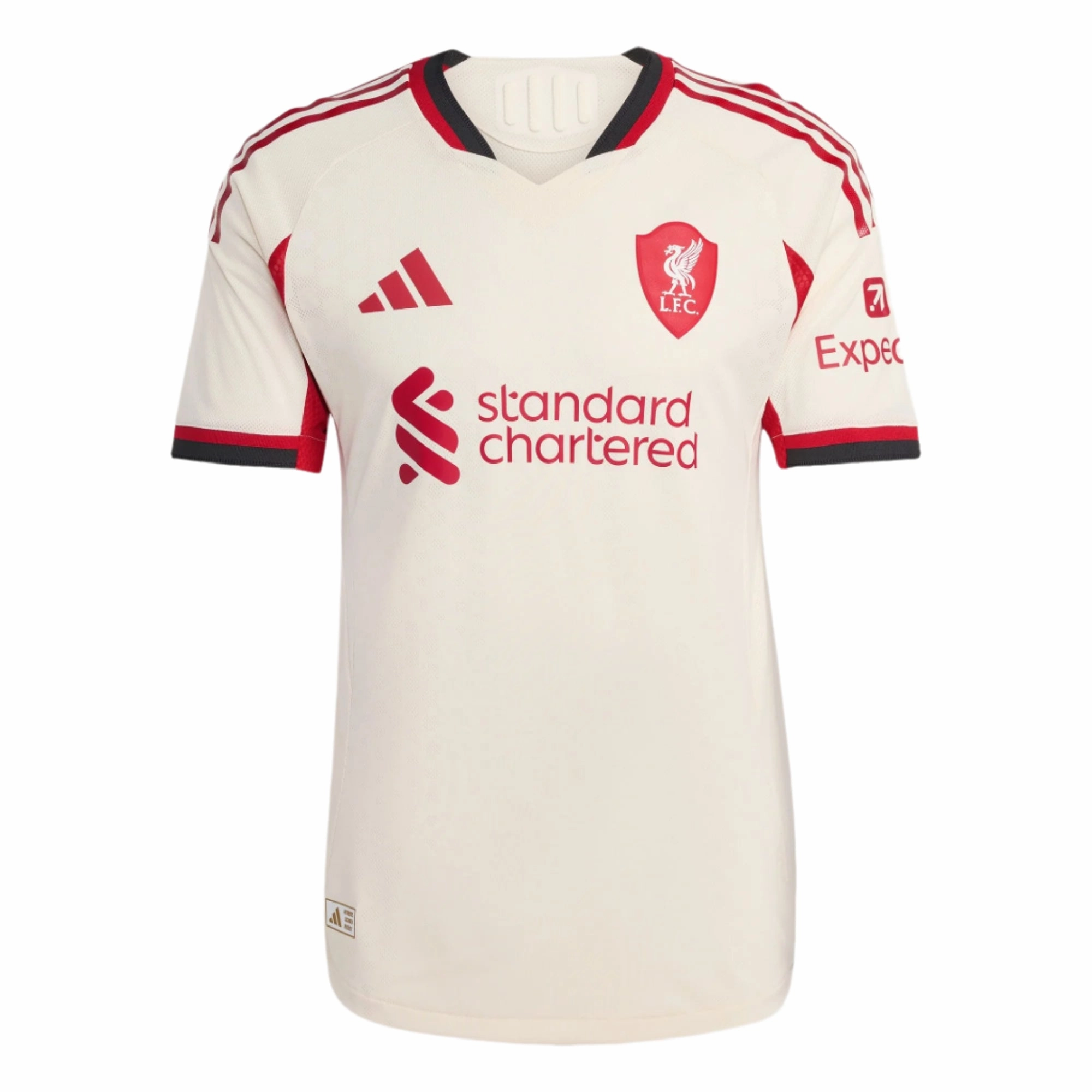adidas Men's Liverpool Authentic Away Jersey 25/26 (Wonder White) Strategic Ventilation Zones Ultimate Comfort Lining