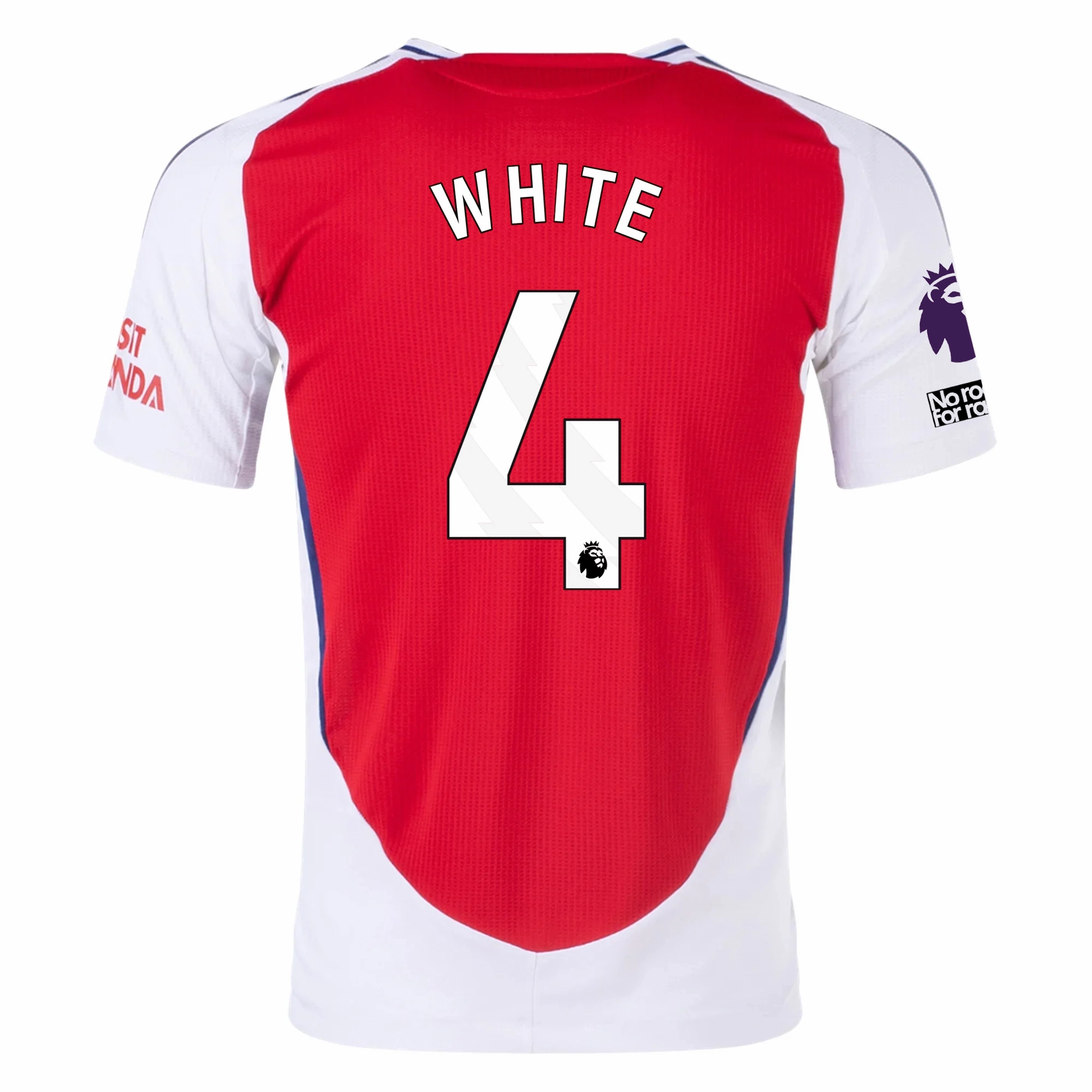 adidas Arsenal Authentic Ben White Home Jersey w/ EPL   No Room For Racism Patches 24/25 (Better Scarlet/White) Motion Friendly