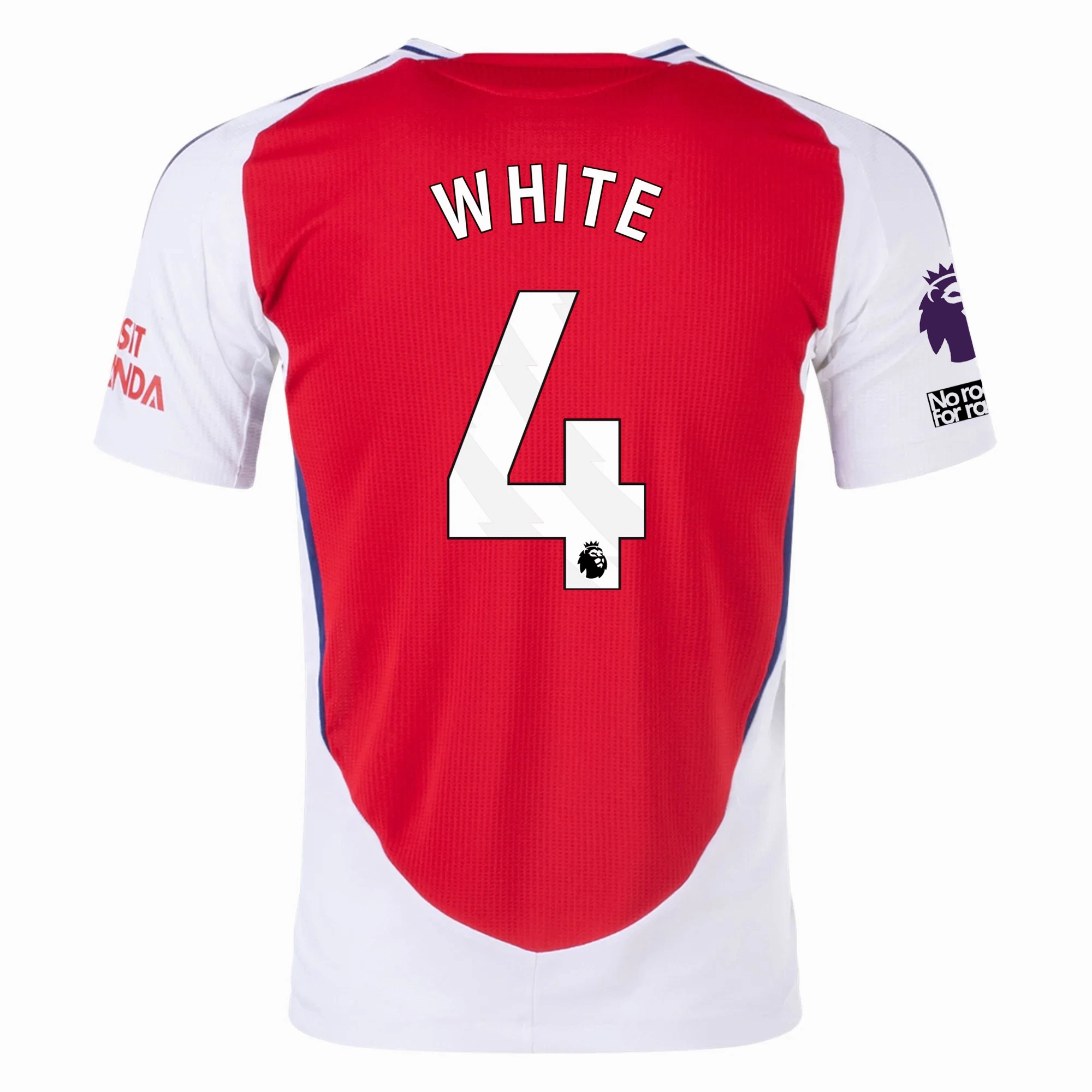 Team Vibe Adaptive Thermal Control adidas Arsenal Authentic Ben White Home Jersey w/ EPL   No Room For Racism Patches 24/25 (Better Scarlet/White)
