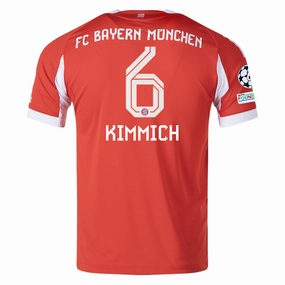 adidas Bayern Munich Kimmich Home Jersey w/ Champions League Patches 25/26 (Red) sporty wear Movement Apparel