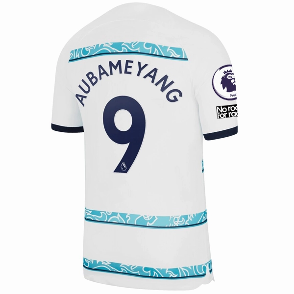 Antimicrobial Treatment Nike Chelsea Aubameyang Away Jersey w/ EPL   Club World Cup Patches 22/23 (White/College Navy)