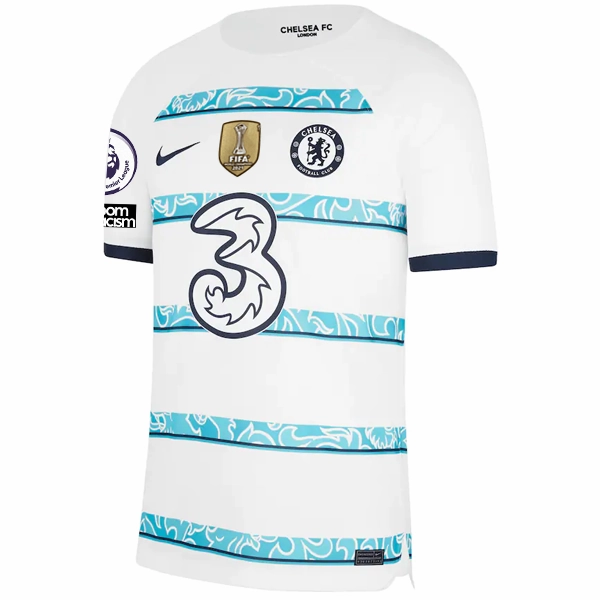 Light Diffusion Knit Nike Chelsea Aubameyang Away Jersey w/ EPL   Club World Cup Patches 22/23 (White/College Navy)