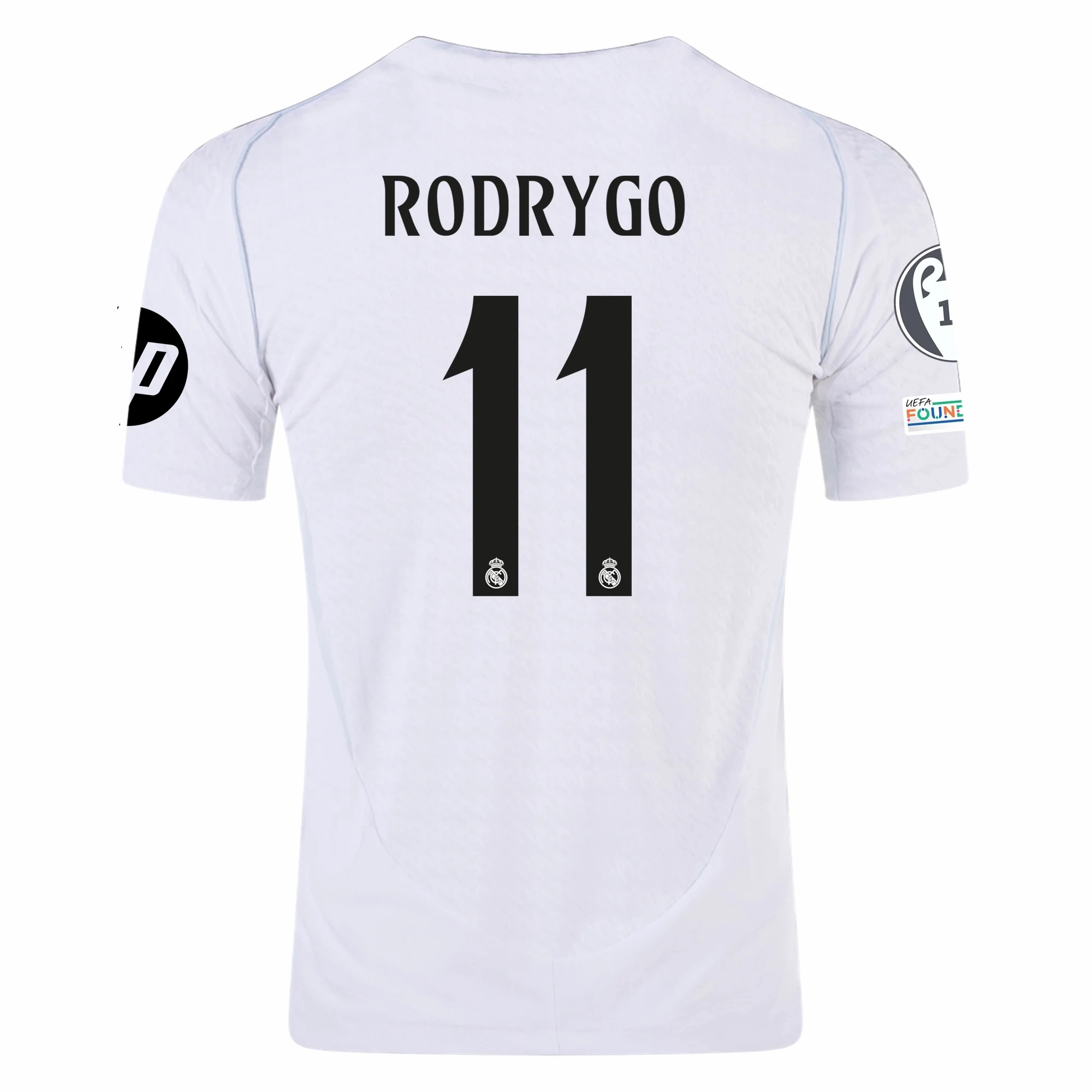 Laser Cut Edge Finishing Active Edge adidas Real Madrid Authentic Rodrygo Home Jersey w/ Champions League Patches 24/25 (White/Black)