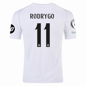 Laser Cut Edge Finishing Active Edge adidas Real Madrid Authentic Rodrygo Home Jersey w/ Champions League Patches 24/25 (White/Black)
