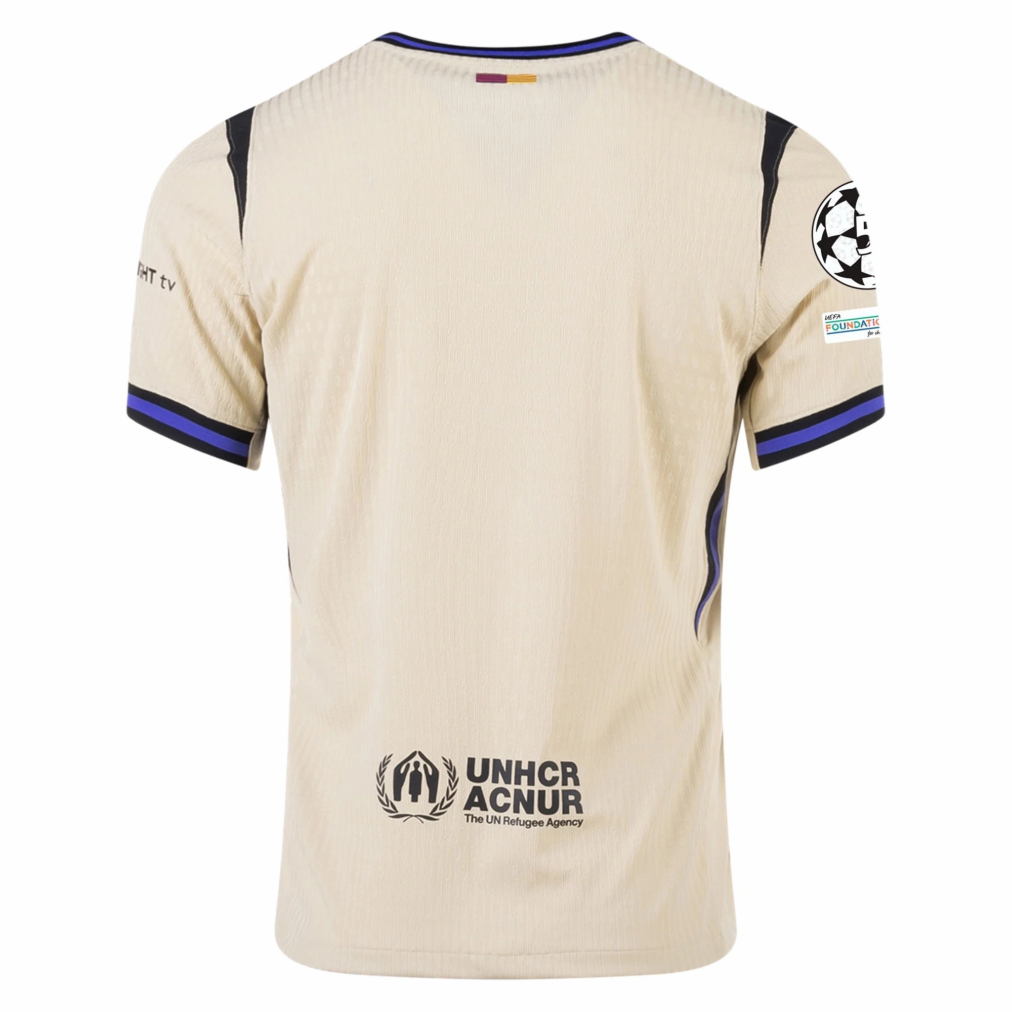 Nike Men's FC Barcelona Authentic Away Jersey w/ Champions League Patches (Team Gold/Persian Violet/Black) Mesh Panel Placement Lightweight Fabric