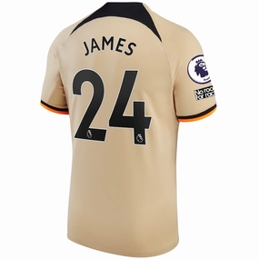 Nike Chelsea Reece James Third Jersey w/ EPL   No Room For Racism   Club World Cup Patches 22/23 (Sesame/Black) Tagless Neckline Contoured Silicone Grippers