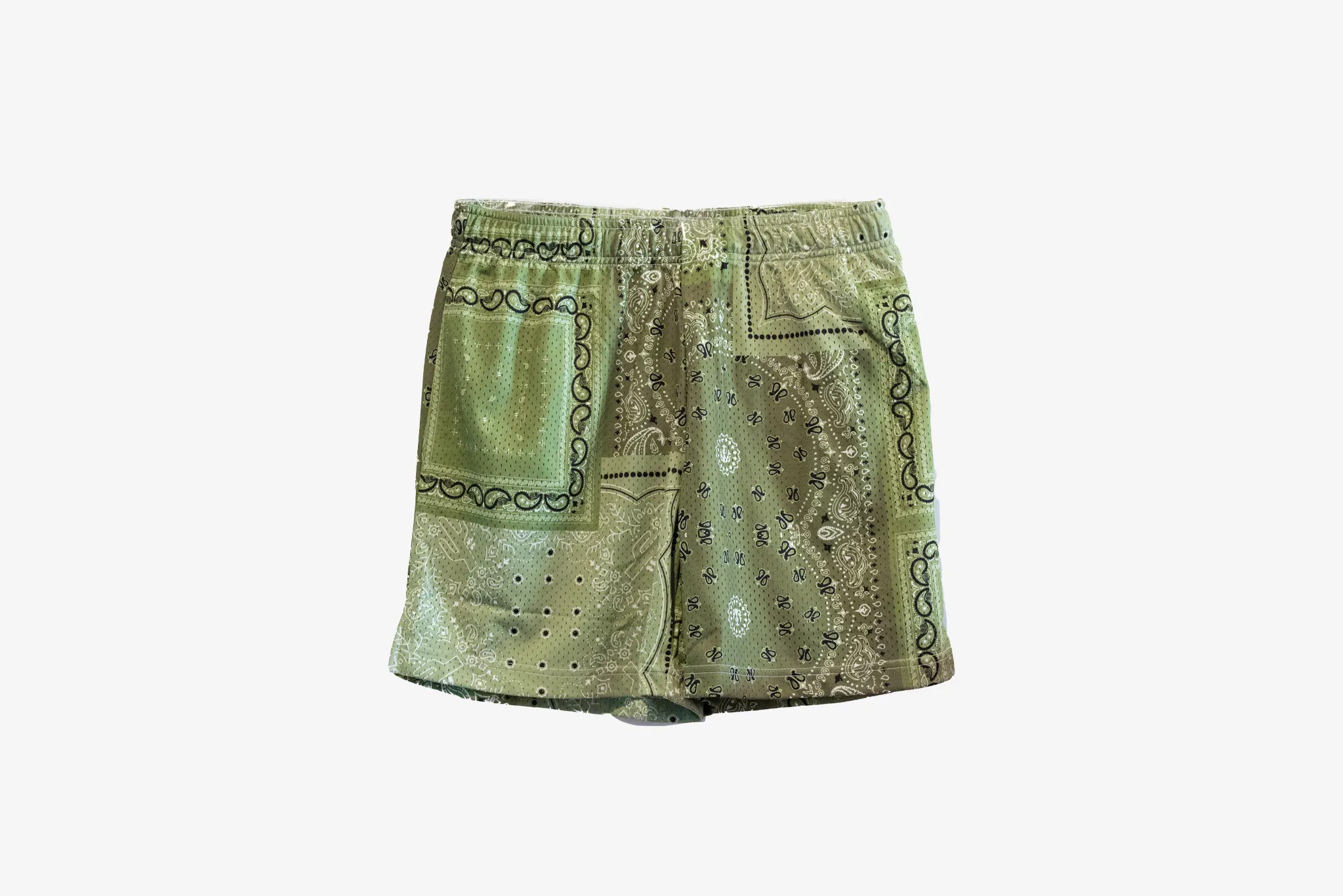 Manor x Timeless "Mesh Gym Shorts" M - Bandana Green FadeResistantColors QuickRelease Closure