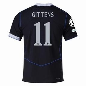 Nike Gittens Chelsea T90 Authentic Third Jersey w/ Champions League & World Champions Patch 25/26 (Black/Silver) Urban Edge Lightweight Mesh Panels