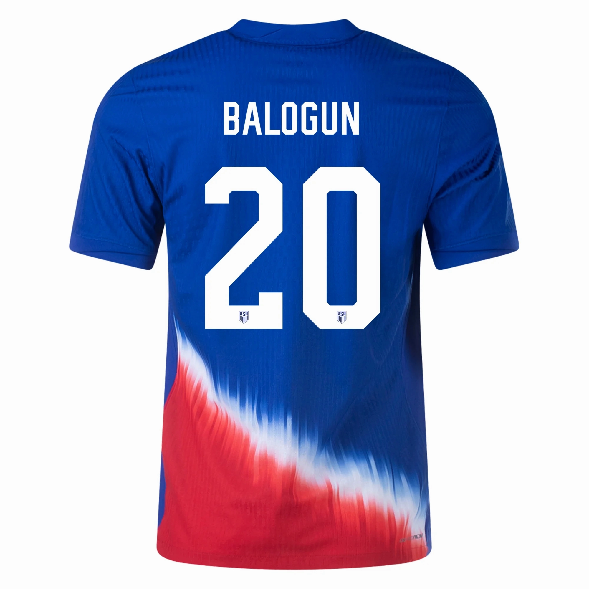 Cooling Core Technology Nike United States Match Authentic Folarin Balogun Away Jersey 24/25 (Old Royal/Sport Red/White)