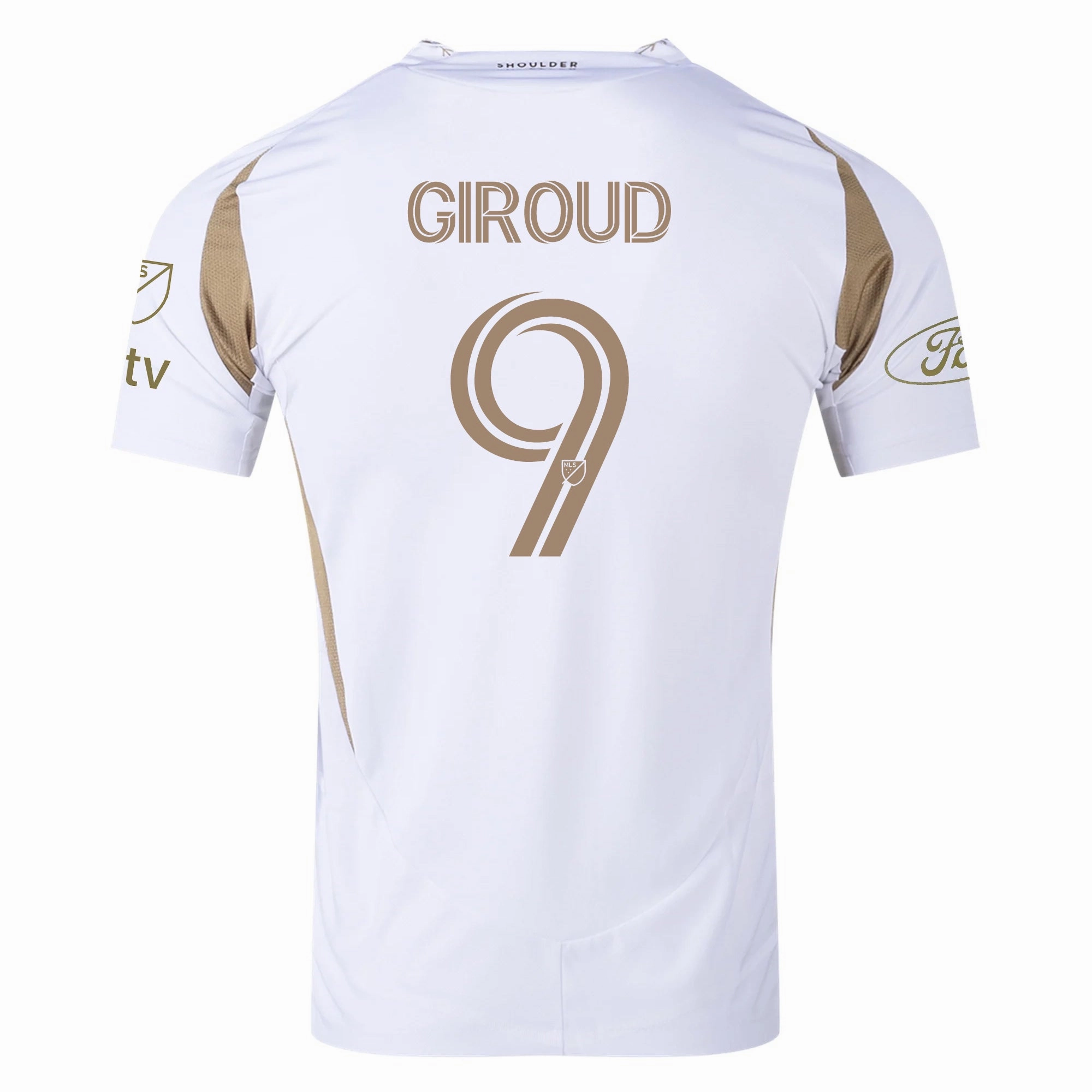 Temperature Regulating Technology adidas Olivier Giroud LAFC Authentic Away Jersey w/ MLS   Apple   Ford Logo 25/26 (White/Gold) (Copy)