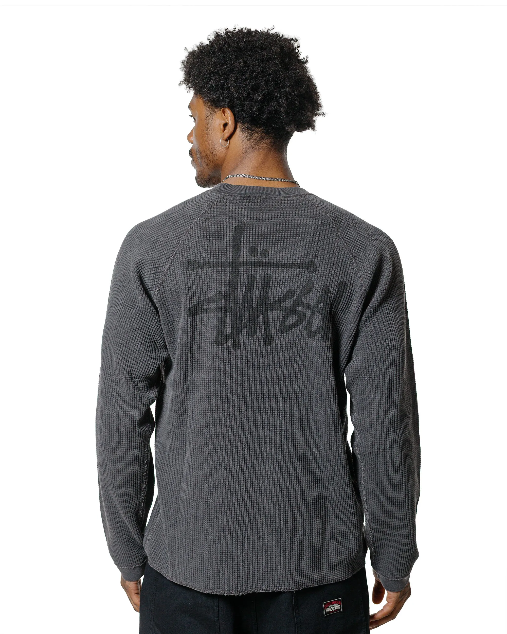 St??ssy Basic Stock Raglan Thermal Washed Black Loose Fit Spring Trend