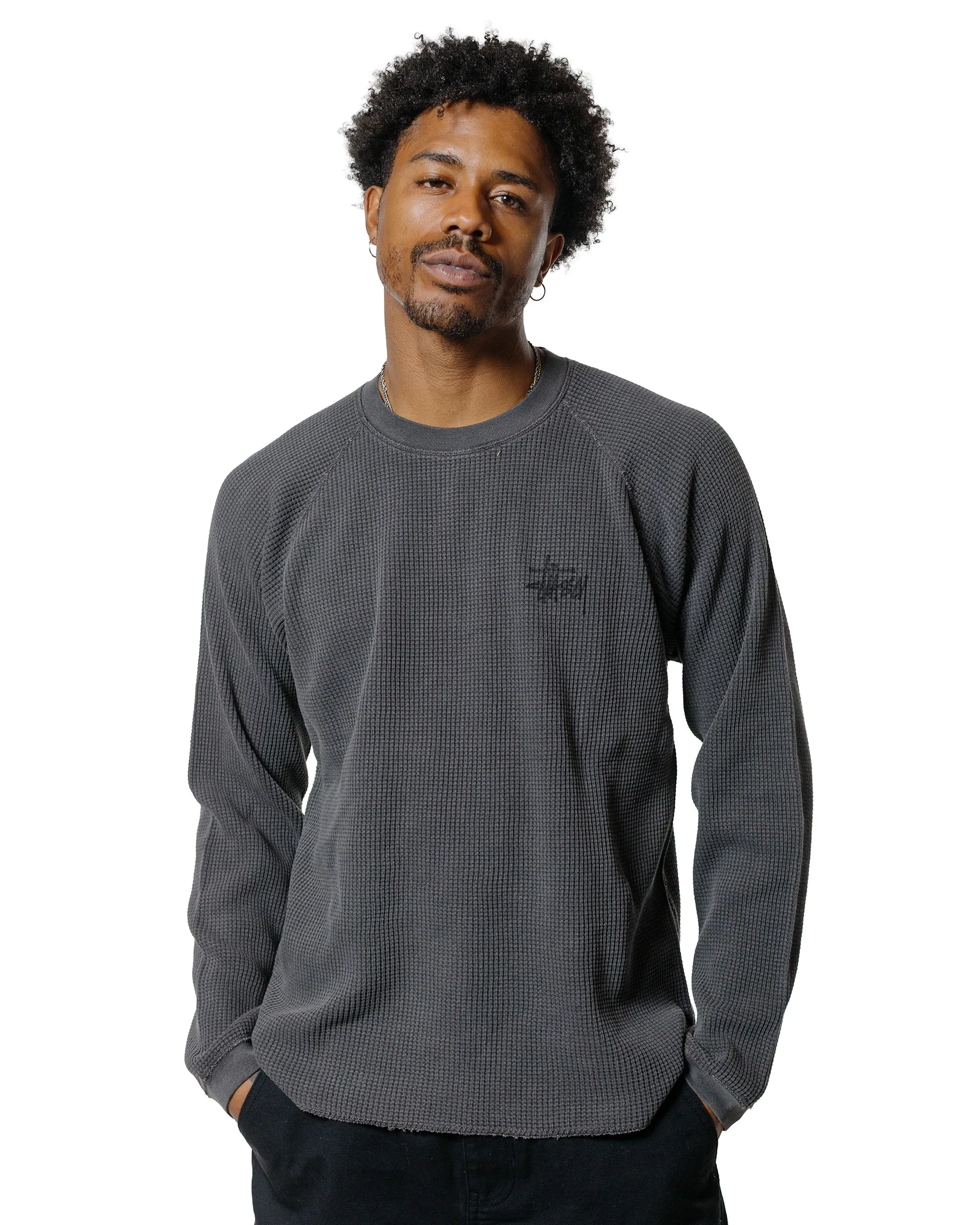 Beach Attire Summer Fashion St??ssy Basic Stock Raglan Thermal Washed Black