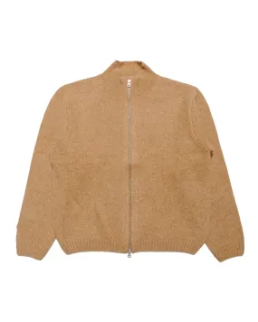 St??ssy Brushed Mock Full Zip Sweater Camel Half sleeve right for travel
