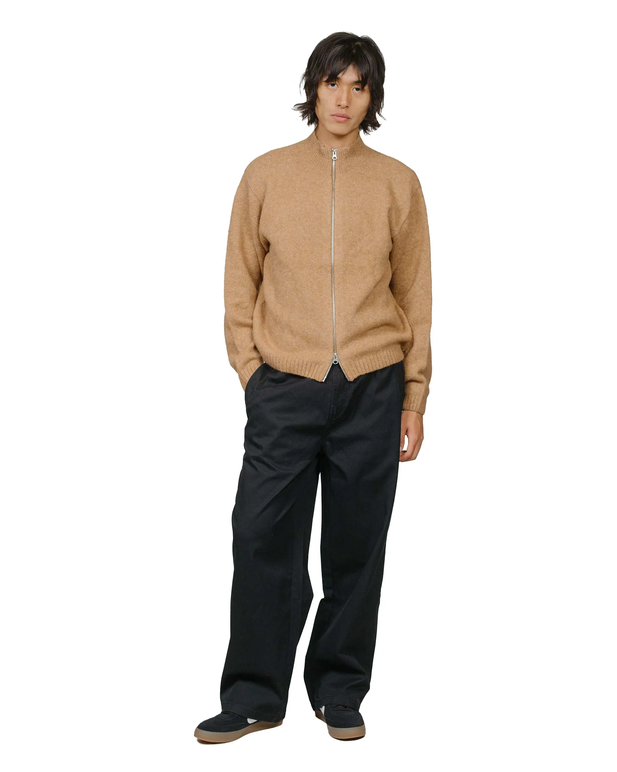 product gym readiness St??ssy Brushed Mock Full Zip Sweater Camel