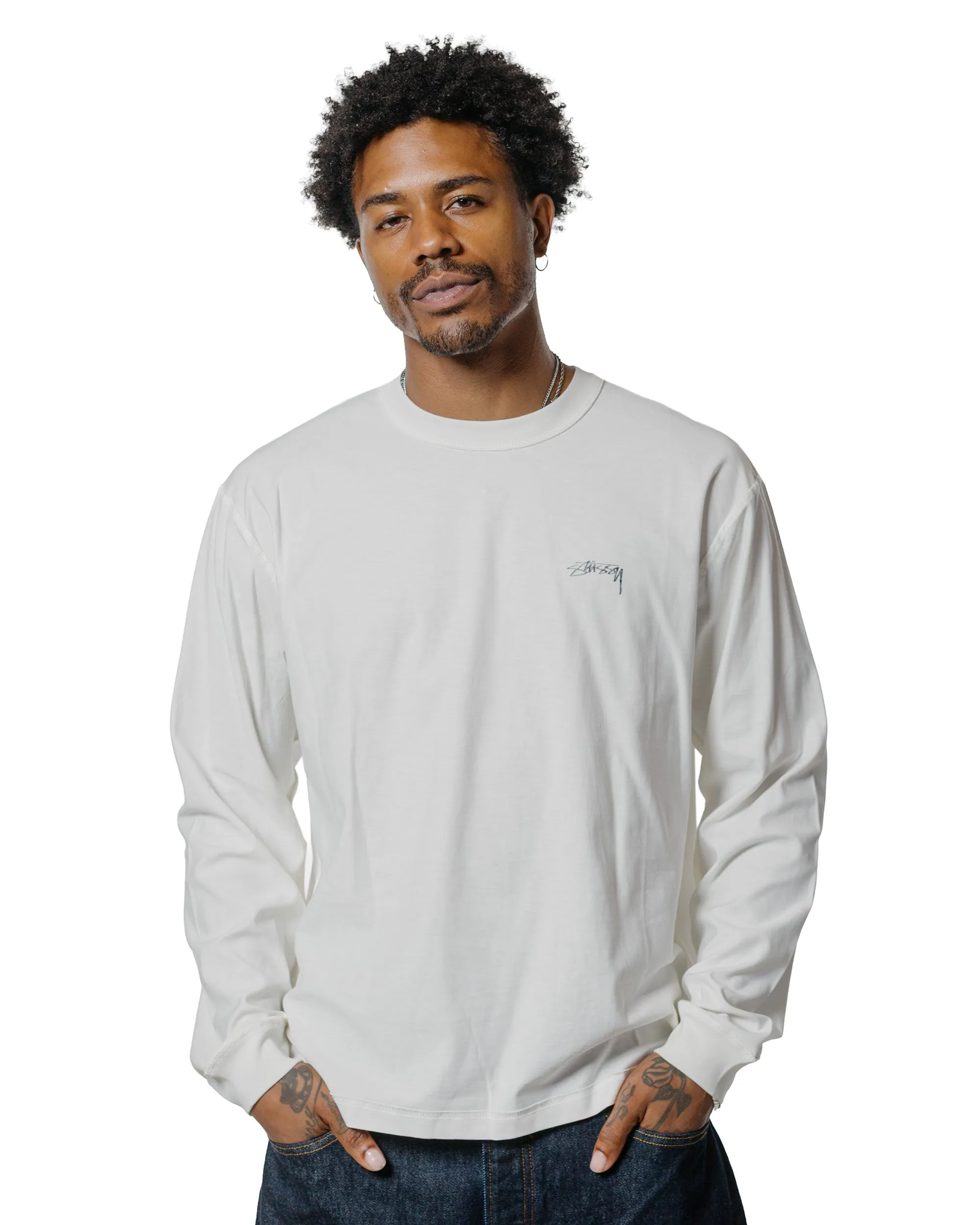 St??ssy Lazy LS Tee White Fit For Comfort Minimalist Look