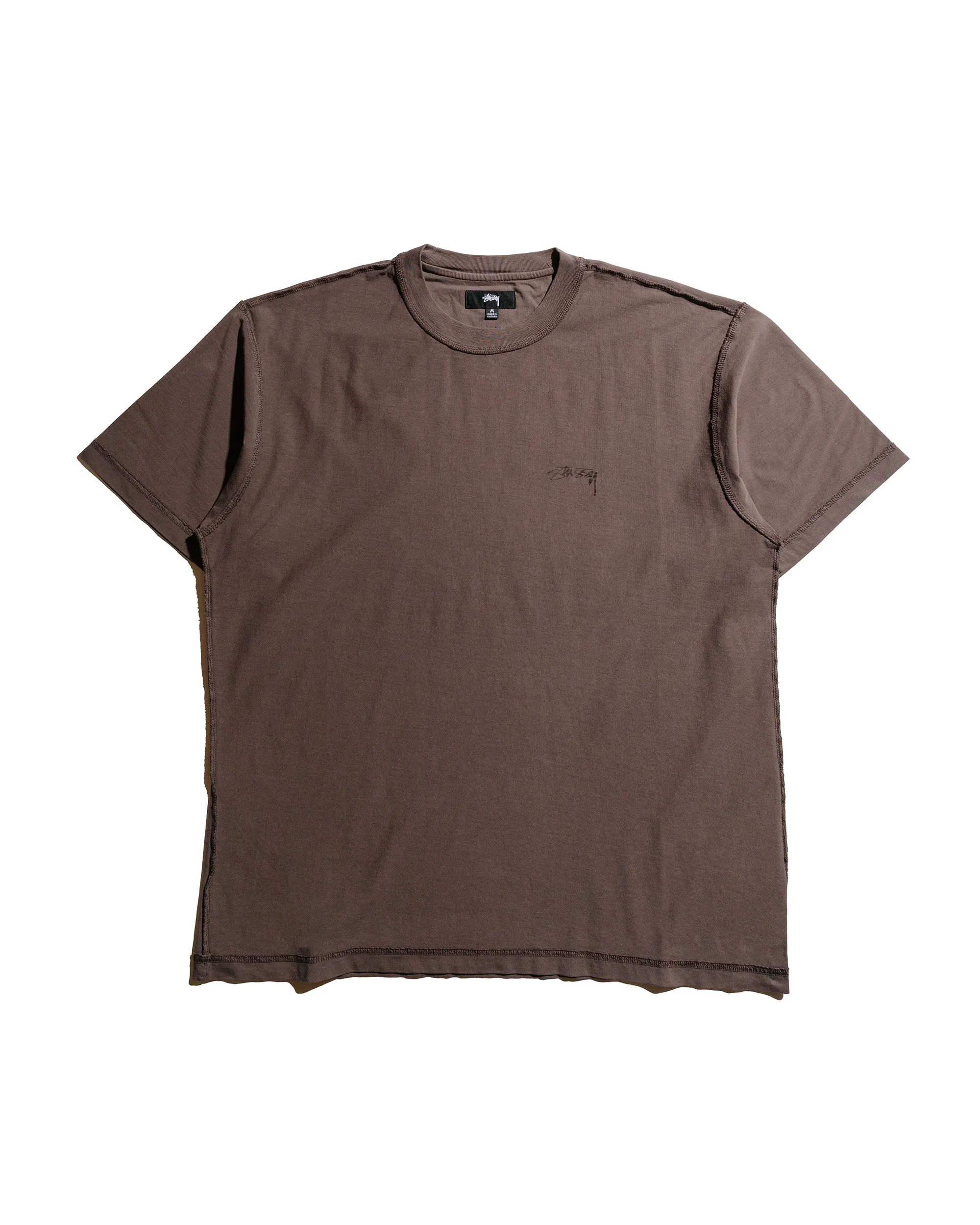 St??ssy Lazy Tee Faded Black Smooth Flatlock Stitching