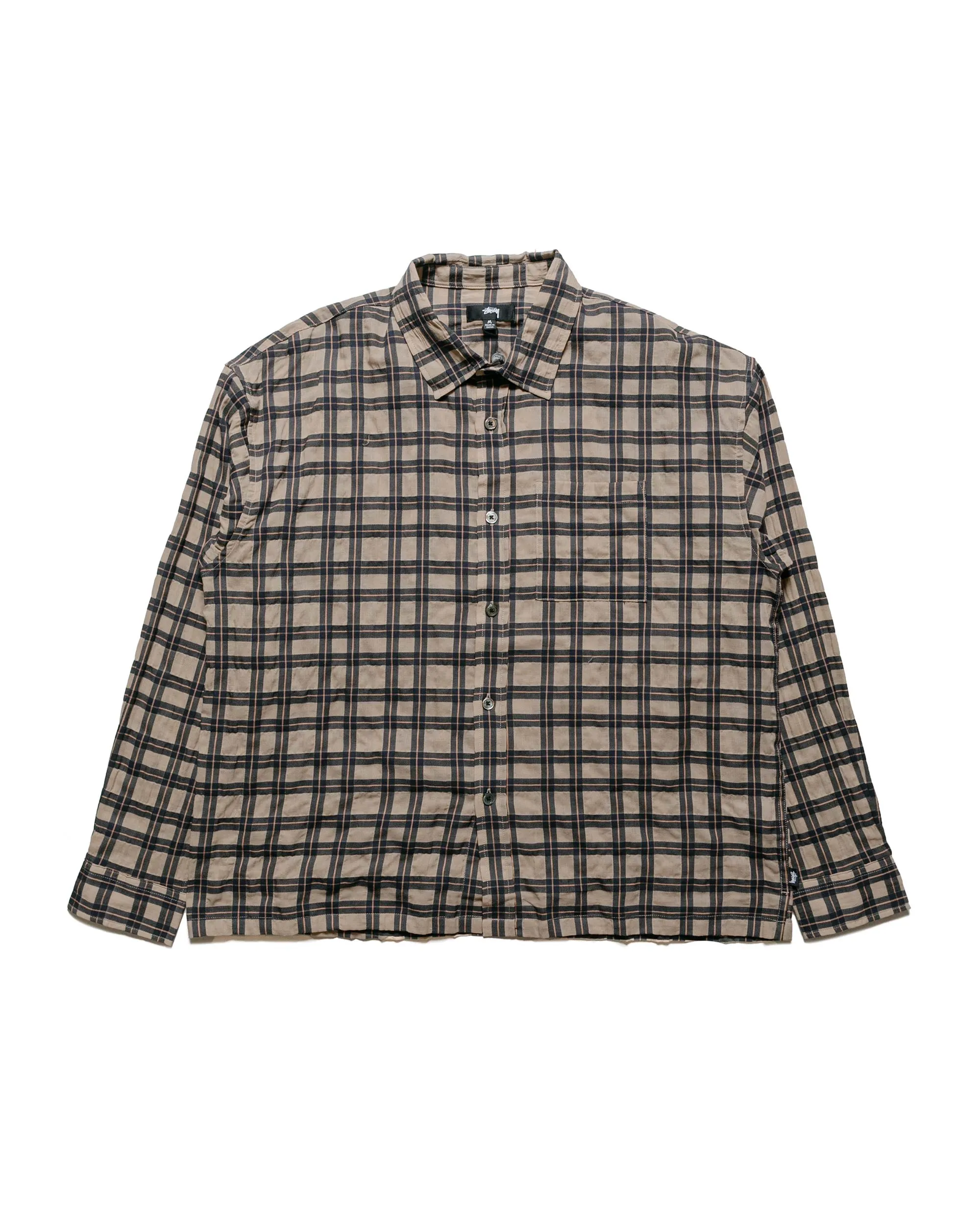 St??ssy Sonoma Plaid LS Shirt Tan Wrinkle-Free Monochrome Palette