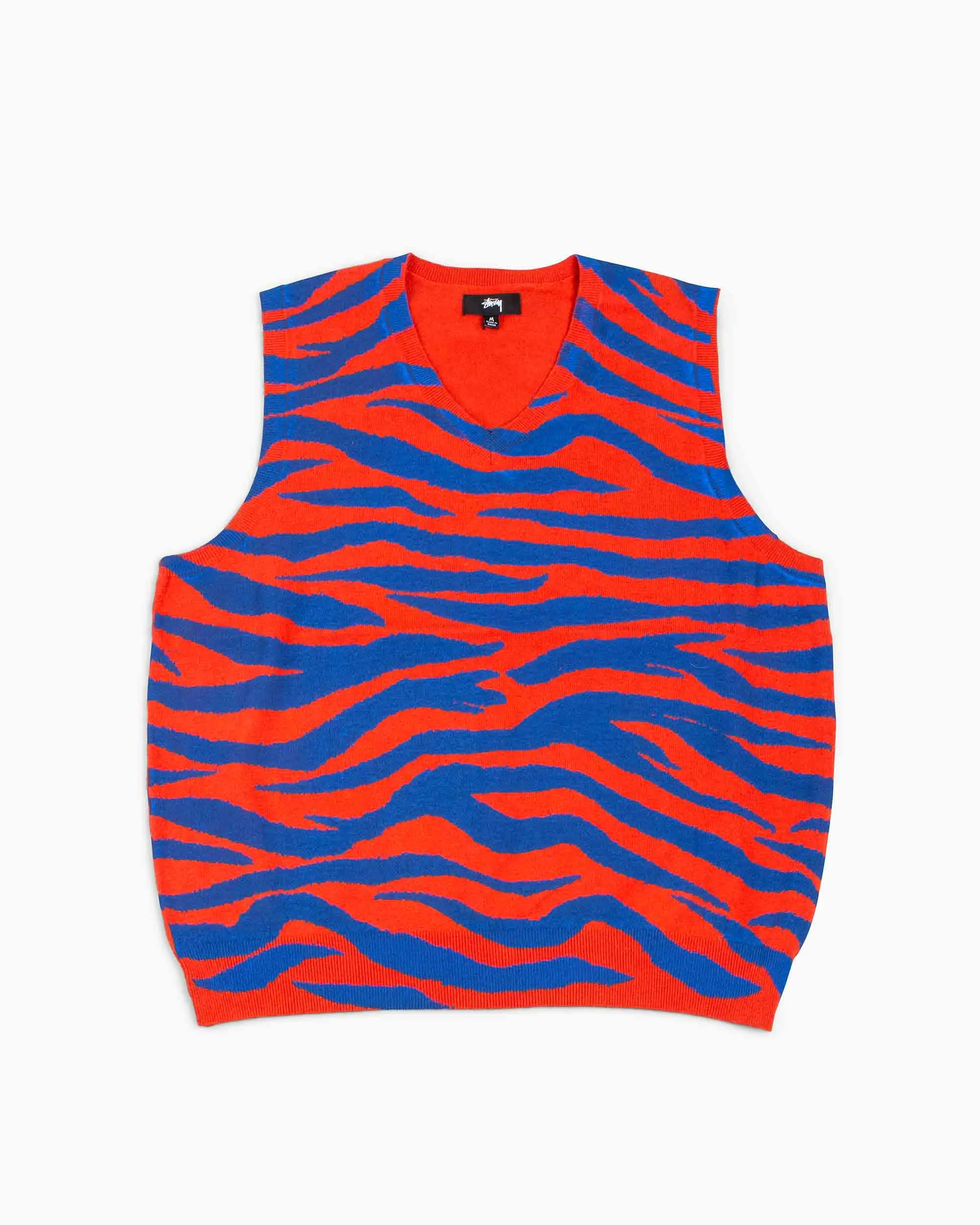 St??ssy Tiger Printed Sweater Vest Red Custom made Versatile Hoodie