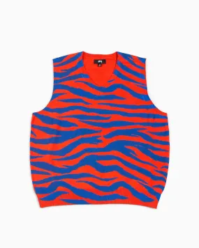 St??ssy Tiger Printed Sweater Vest Red Custom made Versatile Hoodie
