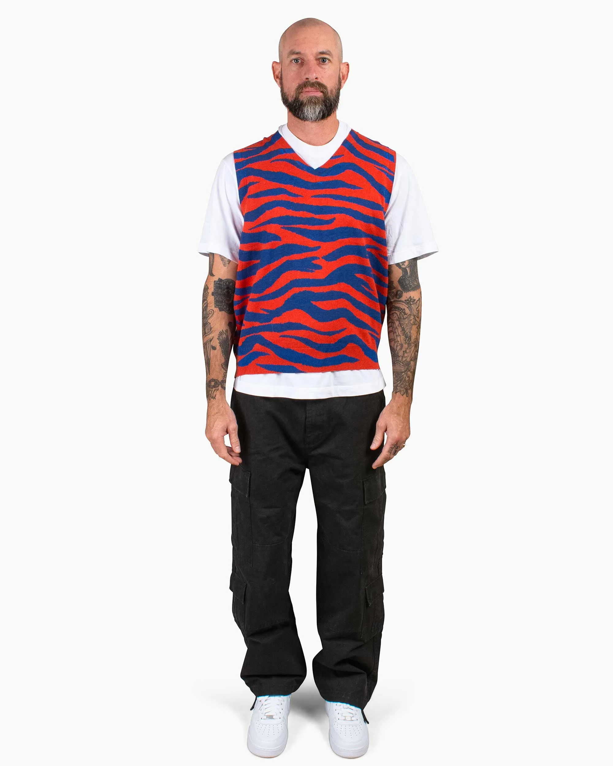 St??ssy Tiger Printed Sweater Vest Red product poplin smoothness