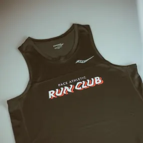 Mens Saucony x Run Club - Stopwatch Singlet - Black Light Wool