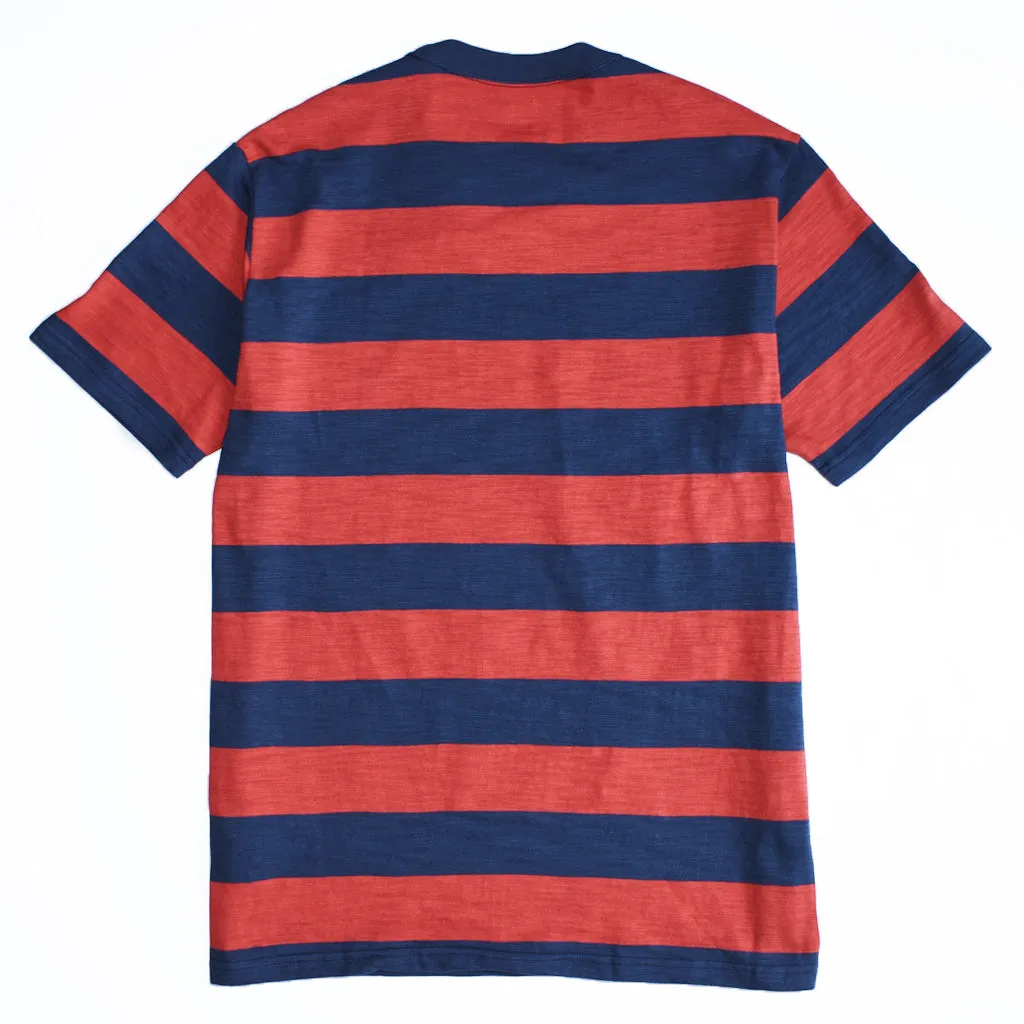 The Real McCoy's BC20007 Buco Stripe Tee S/S Red/Navy Cozy and Light