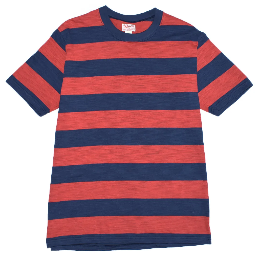 Comfy Fit Casual layering piece The Real McCoy's BC20007 Buco Stripe Tee S/S Red/Navy