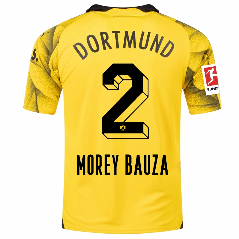 Puma Mens Borussia Dortmund Mateu Morey Third Jersey w/ Bundesliga Patch 23/24 (Cyber Yellow/Puma Black) Training Ready Wear Workout Session