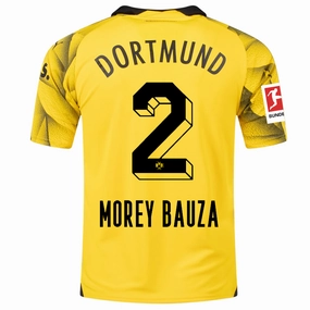Puma Mens Borussia Dortmund Mateu Morey Third Jersey w/ Bundesliga Patch 23/24 (Cyber Yellow/Puma Black) Weekend Style Quick Repair Yarn