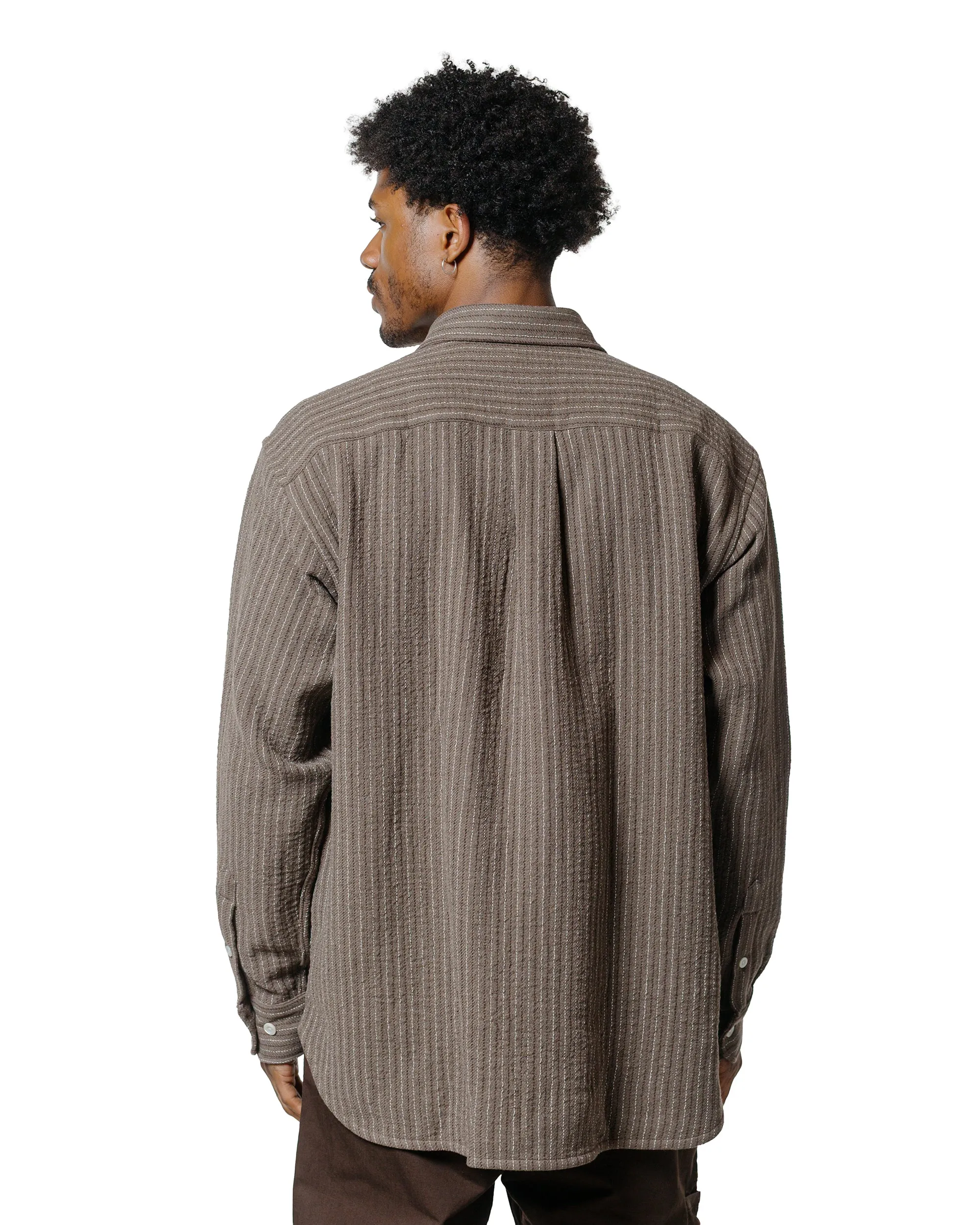 Norse Projects Ole Oversized Wool Stripe Shirt Seal Brown Camouflage Print Boho chic