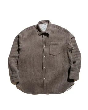 Norse Projects Ole Oversized Wool Stripe Shirt Seal Brown Patterned Texture