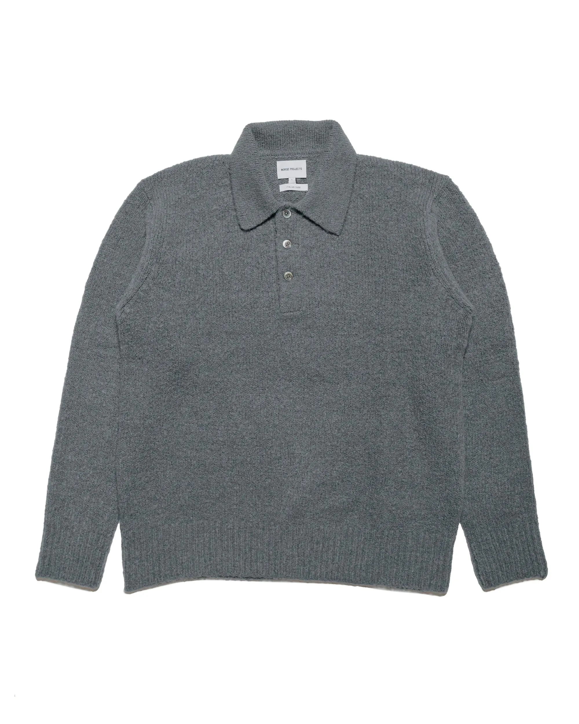 Norse Projects Rasmus Relaxed Brushed Polo Mouse Grey product snowboarding suitable thrill