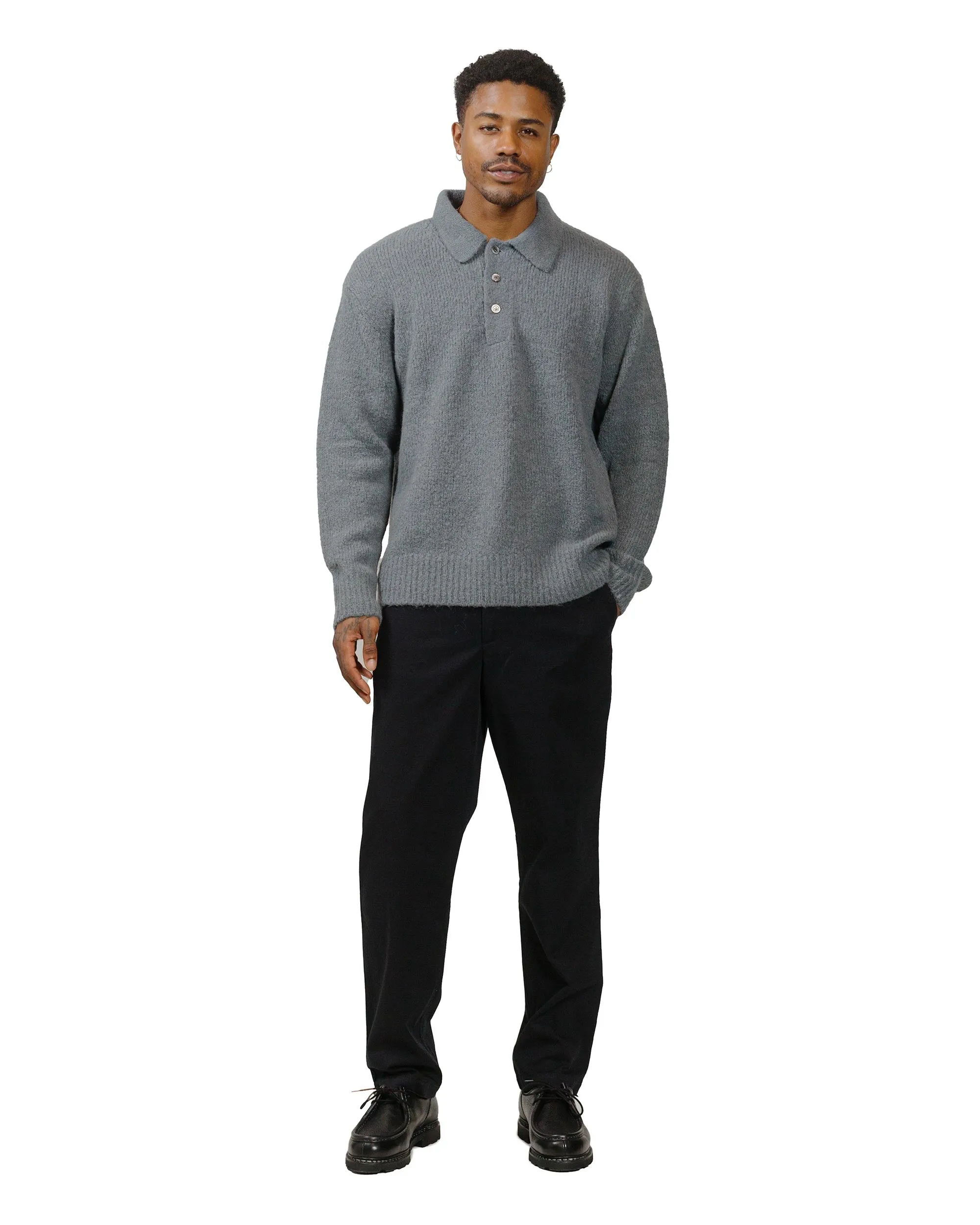 Norse Projects Rasmus Relaxed Brushed Polo Mouse Grey product family togetherness Cozy Fit