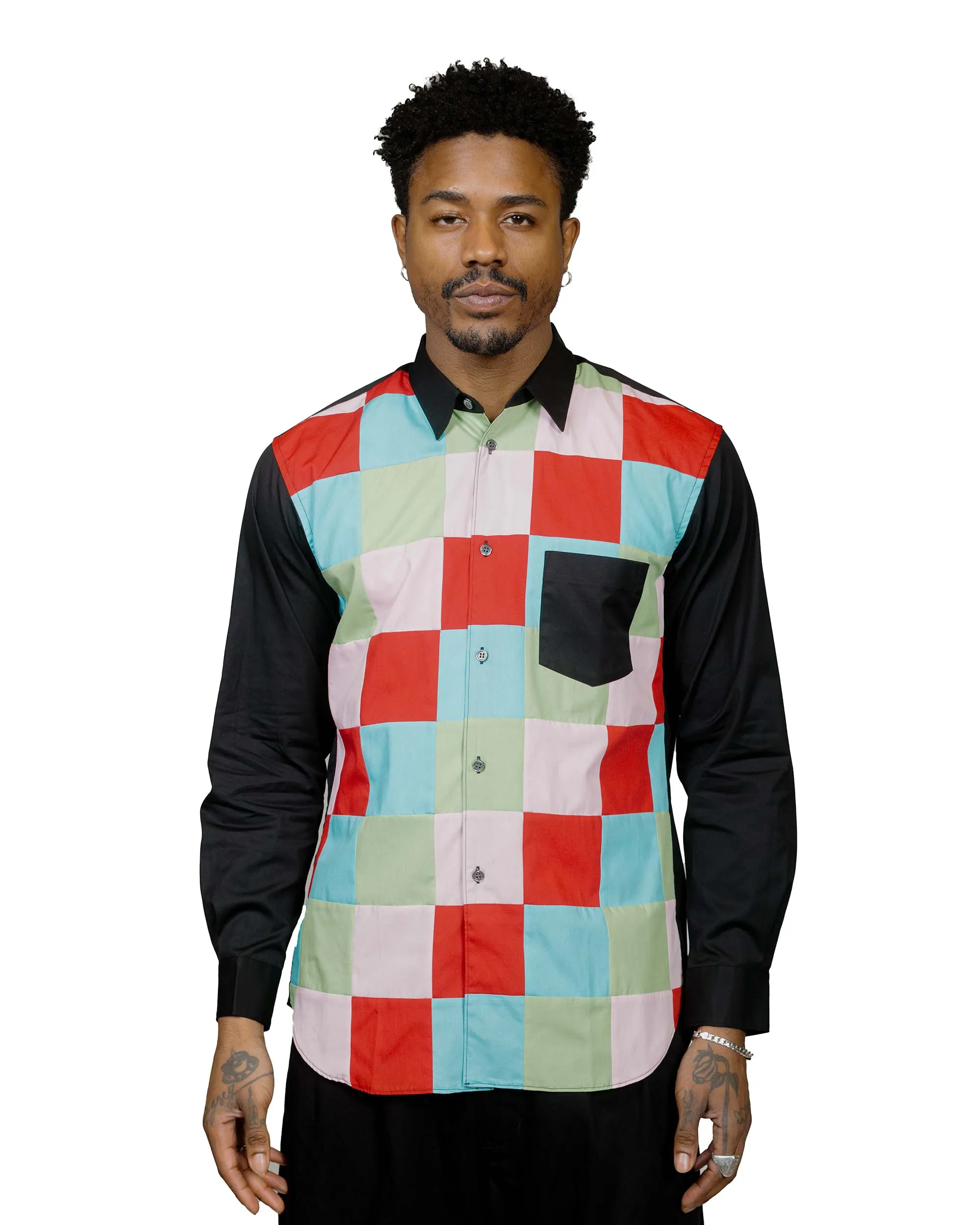 Comme des Gar?ons SHIRT Patchwork Check Shirt Black Mix Classic Style Local Favorite