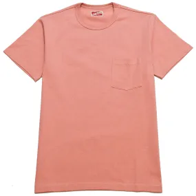 The Real McCoy's Joe McCoy MC19012 Overdyed Sportswear Pocket Tee Coral Recycled Polyester Blend Fresh Outfit