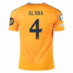 adidas Real Madrid David Alaba Away Jersey w/ Champions League Patches 24/25 (Crew Orange) Eco Friendly Textile