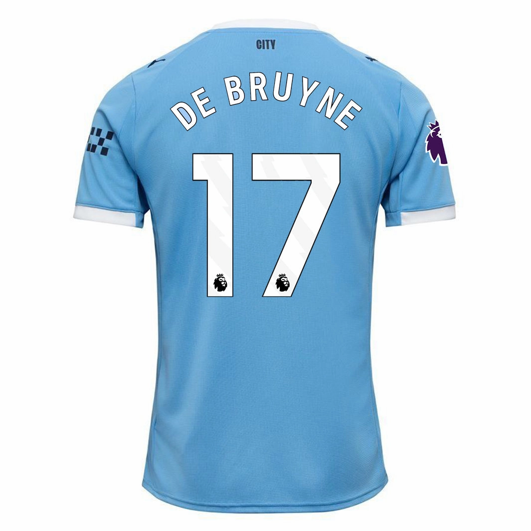 Puma Kevin De Bruyne Manchester City Home Jersey 25/26 w/ EPL   Sponsor Patch (Team Light Blue/Puma White) Layer Friendly
