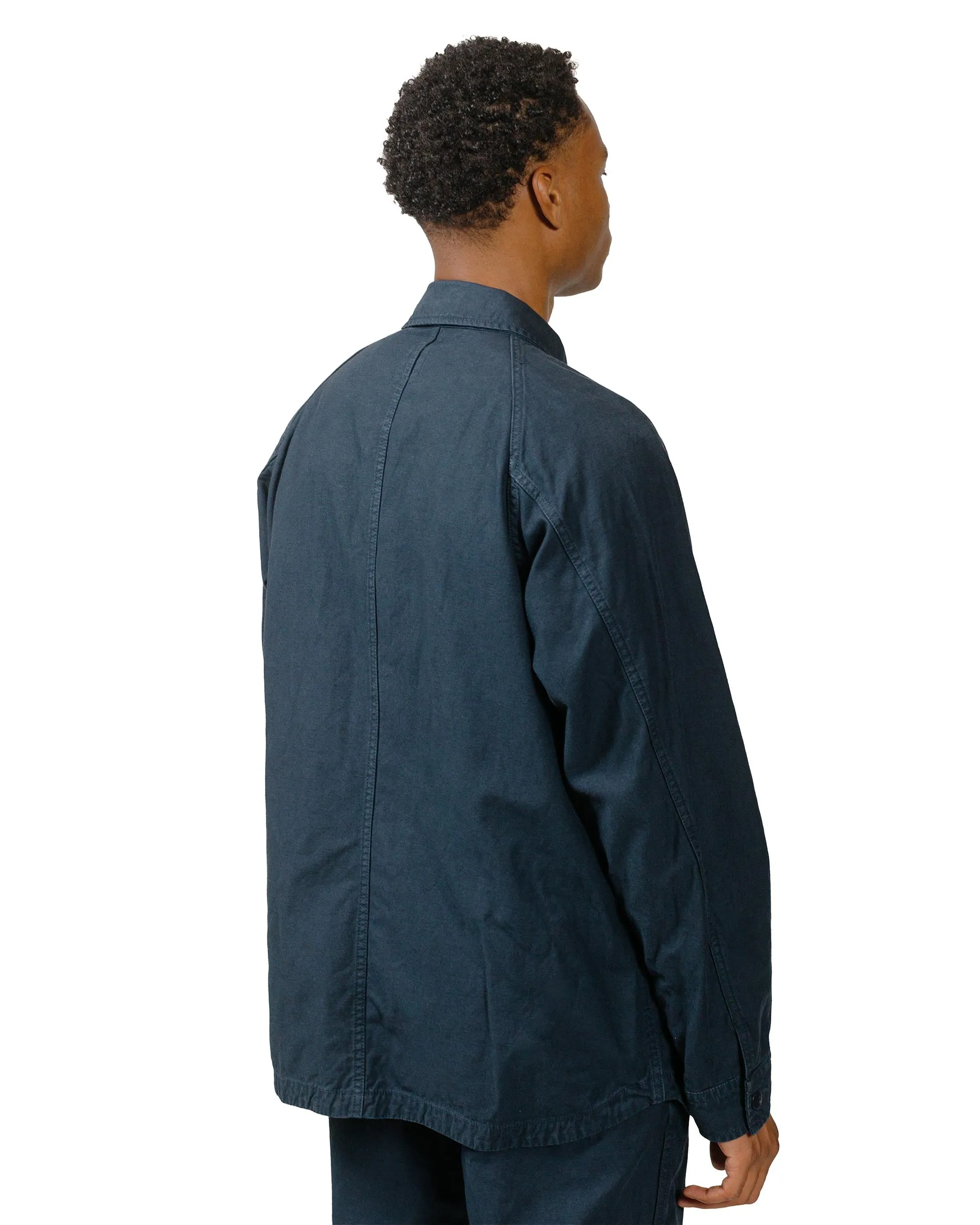 Sage de Cret Cotton/Linen Back Satin Shirt Jacket Navy Odor control Spring Collection