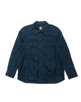 Sage de Cret Cotton/Linen Back Satin Shirt Jacket Navy color block